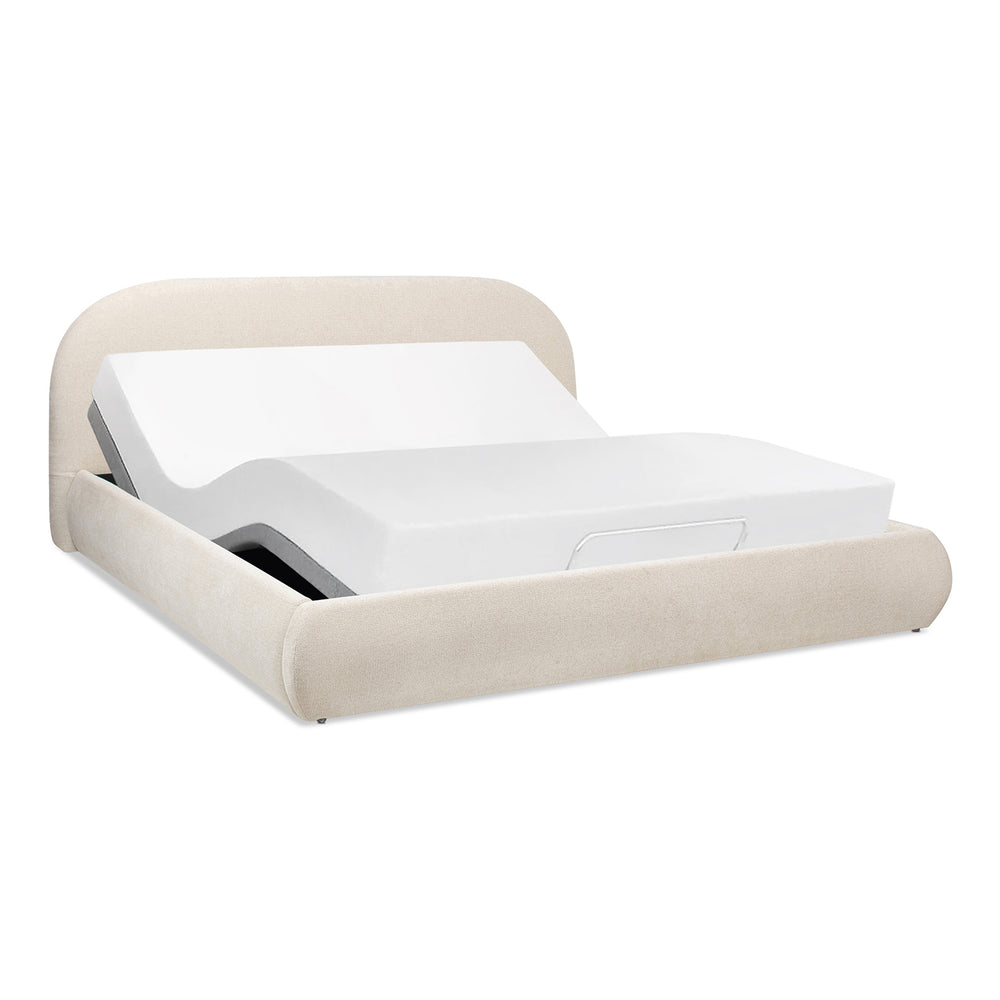 English Elm Jennifer Taylor Home - Archie Puffy Grounded Upholstered Platform Bed in Oatmeal Chenille — Arched Puffy Headboard, No-Box Spring Design, Durable Elegance (90") B2719P320241