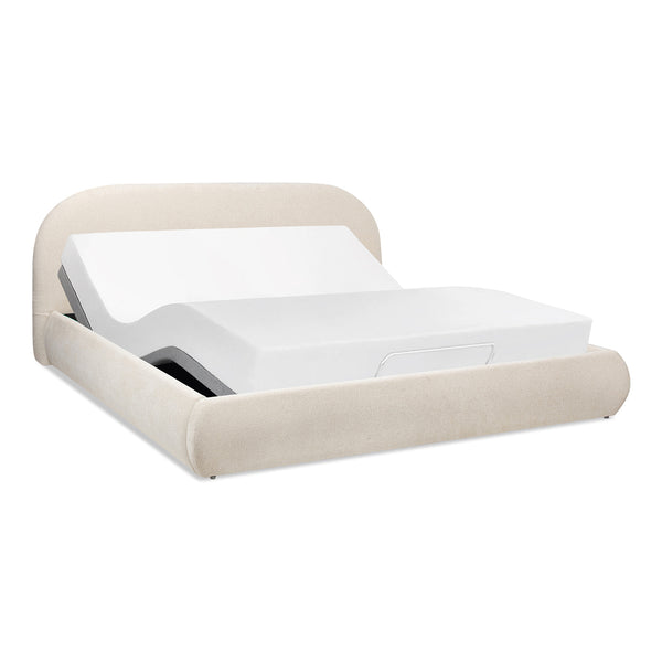 English Elm Jennifer Taylor Home - Archie Puffy Grounded Upholstered Platform Bed in Oatmeal Chenille — Arched Puffy Headboard, No-Box Spring Design, Durable Elegance (90") B2719P320241