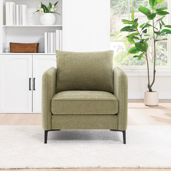 OSP Home Furnishings Newhaven Contemporary Accent Chair with Black Metal Legs for Modern Living Rooms Sea NWN-S126