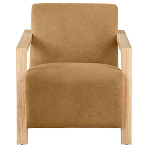 English Elm Landis Grey Fabric Accent Chair with Natural Wood Arms for Modern Living Spaces B062P441109