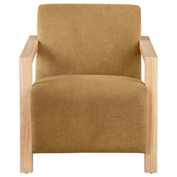 English Elm Landis Grey Fabric Accent Chair with Natural Wood Arms for Modern Living Spaces B062P441109