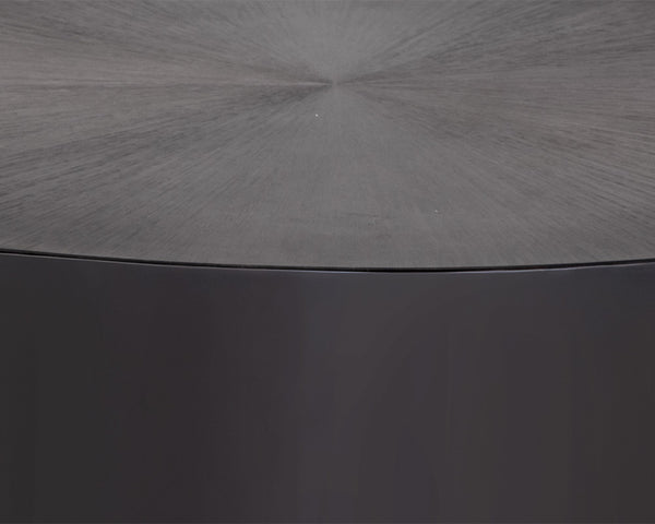 Sunpan Creed Coffee Table - Hand-Etched Iron Design with Drum Base, Perfect for Modern Living Spaces Large - 48W x 48D x 15H