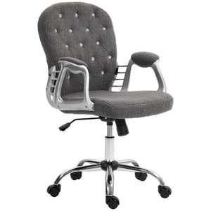 English Elm Vinsetto Teddy Fleece Home Office Chair with Plush Button Tufting, Adjustable Height & Swivel Wheels Dark Gray W2225P249594
