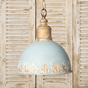English Elm Retro Blue Pendant Light Vintage-Inspired Metal Shade, Rich Blue Finish for Cozy Elegant Interiors W2946P243894
