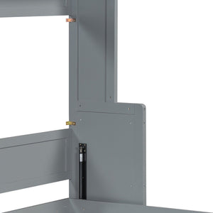 English Elm Queen Size Murphy Bed With Hydraulic Lift & Integrated Desk - Space-Saving Gray Design For Versatile Living N820S00033E-GIGA