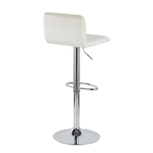 English Elm Adjustable Velvet Swivel Barstools with Chrome Base for Kitchen or Home Bar Set of 2 B202S01964