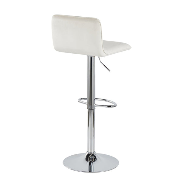 English Elm Adjustable Velvet Swivel Barstools with Chrome Base for Kitchen or Home Bar Set of 2 B202S01964