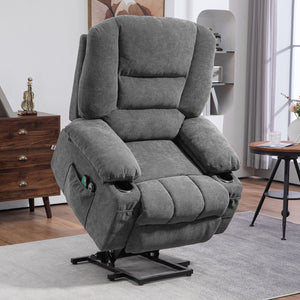 English Elm HOMCOM Power Lift Recliner Chair with Heat & 8-Mode Vibration Massage, Remote, Cup Holders Charcoal grey W2225P200400