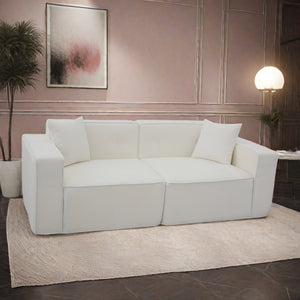 English Elm Full foam compression sofa Plush Teddy Velvet 2-3 Seat Mid-Century Loveseat with 72hr Rebound, Compact Dimensions W1183S00016
