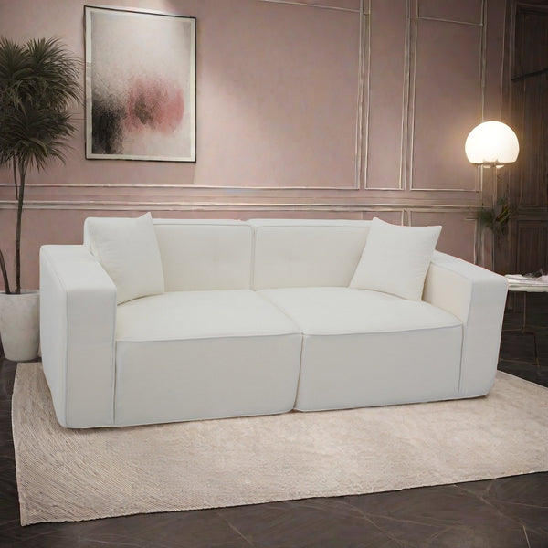 English Elm Full foam compression sofa Plush Teddy Velvet 2-3 Seat Mid-Century Loveseat with 72hr Rebound, Compact Dimensions W1183S00016