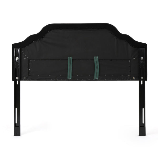 English Elm Tufted Queen Headboard with Nailhead Trim Solid Wood Frame and Adjustable Metal Legs Black 57877.00NVLTBLK