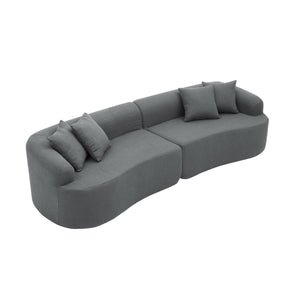 English Elm Curved Modular Sectional Sofa with High-Density Foam Compression, No-Assembly Modern Minimalist Comfort Gray W487S00358