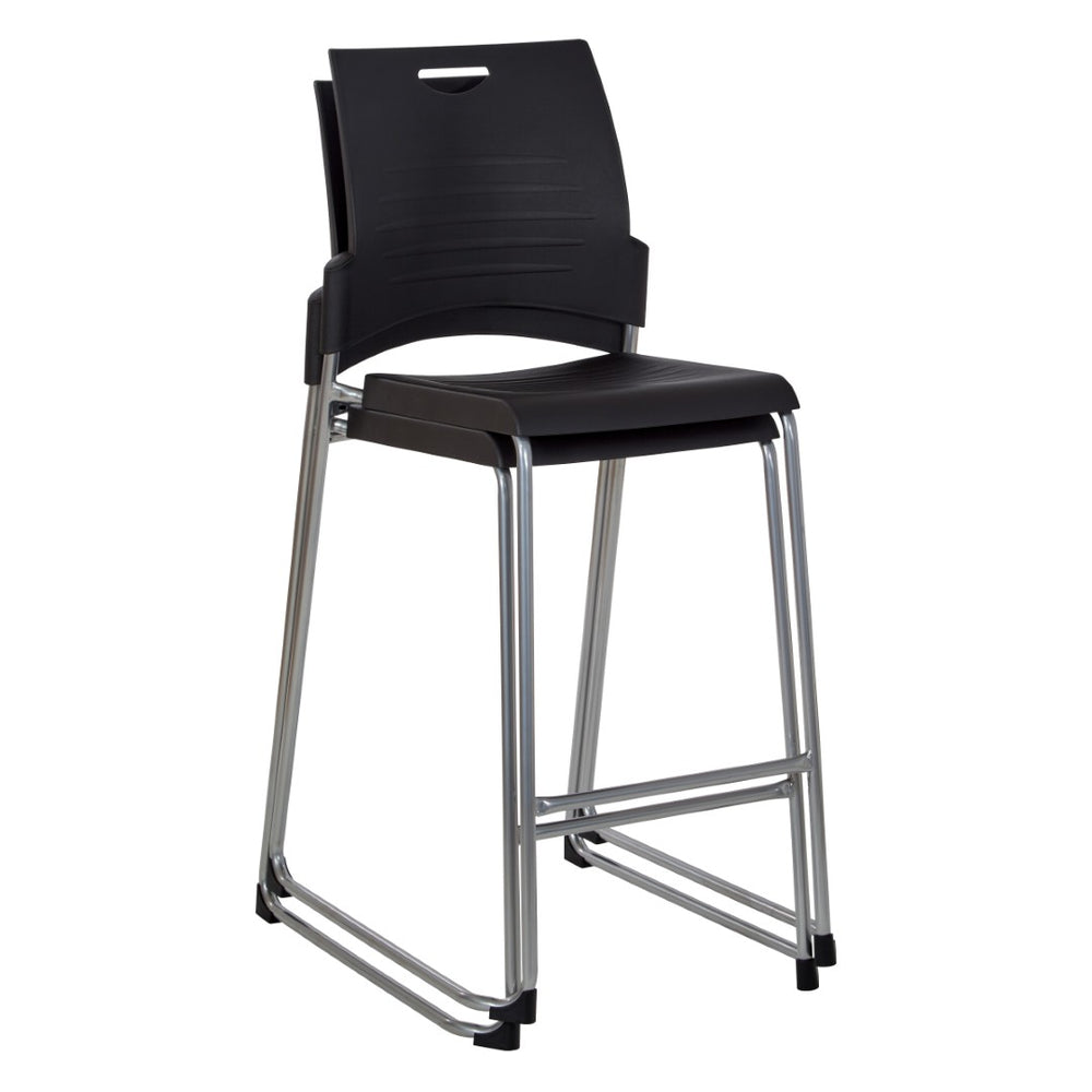 OSP Home Furnishings Tall Stacking Counter Height Chair with Steel Frame for Breakrooms and Training Spaces Black DC8309C25-3