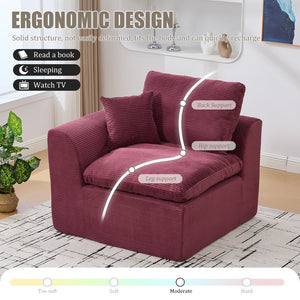 English Elm UNITED Cloud Couch Modular Sectional Sofa with Corduroy Cover, Ergonomic 2-Seater, No Assembly Needed WINE RED W1568P371121