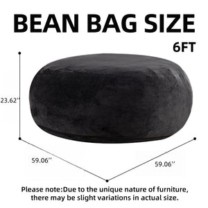 English Elm 6ft Round Memory Foam Bean Bag Lounge Chair with Washable Flannel Cover for Adults Black W3737P422840
