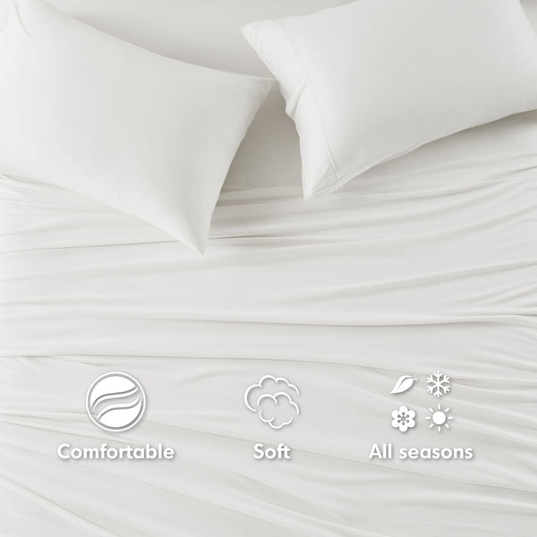 JLA Home Intelligent Design - All Season Sheet Set—Jersey Knit Cotton Blend, Breathable Year-Round Comfort, Fits Mattresses to 16" ID20-687