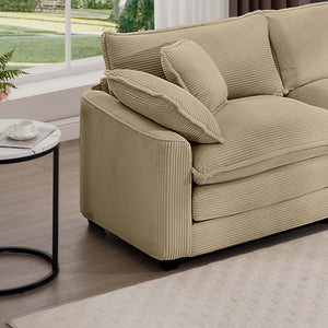 English Elm Comfortable Deep Seat Chair With Footstool & Pillow – Plush Corduroy For Living Room & Bedroom Use W714S00701