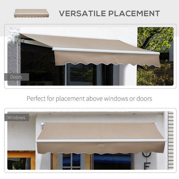 English Elm Outsunny 8' X 7' Manual Retractable Awning - Durable Outdoor Sun Shade For Patios & Windows, Brown W2225P174155-GIGA