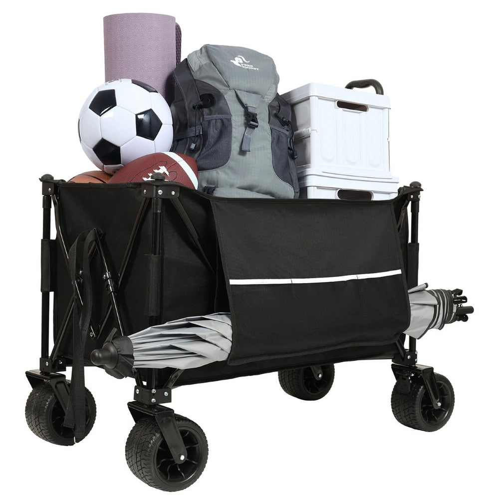 English Elm Collapsible Heavy Duty Folding Wagon with All-terrain Wheels for Beach and Camping W2932P253157