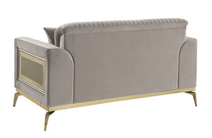 English Elm Antigua Glam Two Seat Loveseat with Gold Accent Arms and Plush Upholstered Cushions Taupe+Gold B009P417480