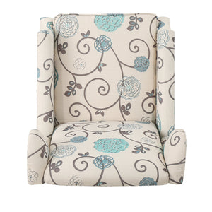 English Elm Christopher Knight Home® - Pushback Recliner Chair with Nailhead Trim and Wingback Design, Plush Fabric Comfort for Living Rooms White+Multi 60760.00