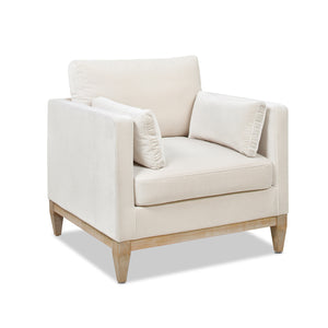 English Elm Jennifer Taylor Home - Knox 36" Modern Farmhouse Arm Chair In French Beige Velvet - Cozy, Durable Comfort For Any Space B2719P238329
