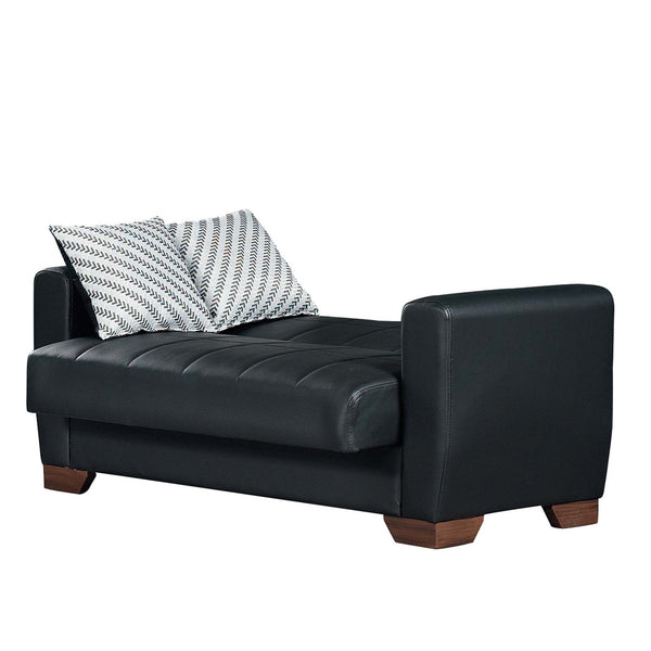 English Elm PrimeNest Nexaro Collection Upholstered Convertible Loveseat with Storage, PU Leather Sleeper Sofa Black PU B030P281700