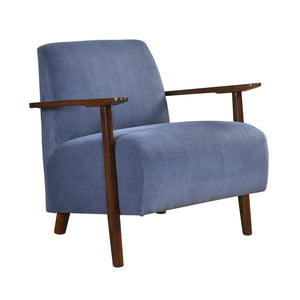 English Elm Modern Accent Chair with Corduroy Upholstery and Solid Wood Frame, Streamlined Comfort for Living Blue 30.25 L x 28.75 W x 17 H B011P283276