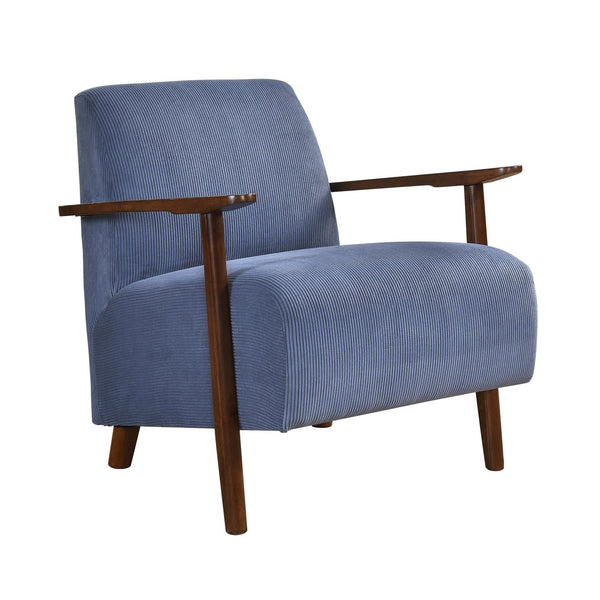 English Elm Modern Accent Chair with Corduroy Upholstery and Solid Wood Frame, Streamlined Comfort for Living Blue 30.25 L x 28.75 W x 17 H B011P283276