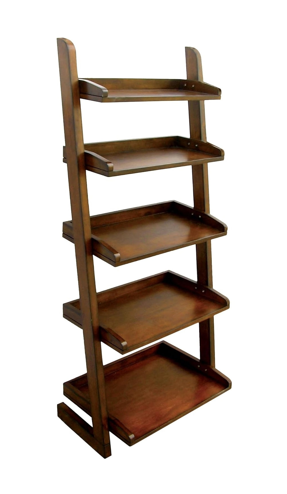English Elm Antique Oak 5-Tier Ladder Shelf 55"H Solid Wood Transitional Display & Bookcase for Living Room B011P191546