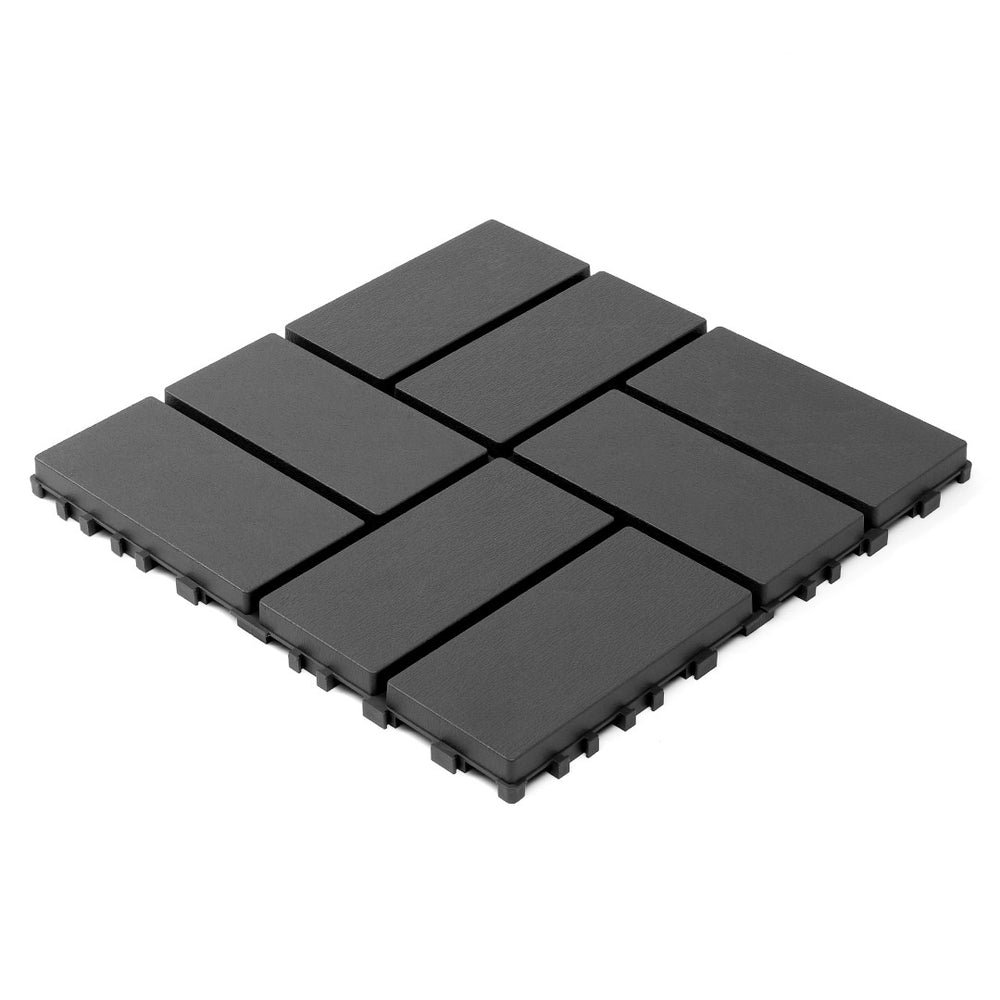 English Elm Plastic Interlocking Patio Tiles Waterproof Pp Grid 44 Pack Outdoor Pool Deck W3022P251844