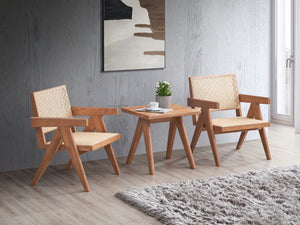 English Elm Casual Natural Finish End Table 22" Square Mid-Century Accent Table Space-Saving Stylish Design B2741P333933