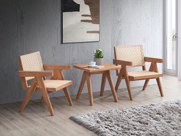English Elm Casual Natural Finish End Table 22" Square Mid-Century Accent Table Space-Saving Stylish Design B2741P333933
