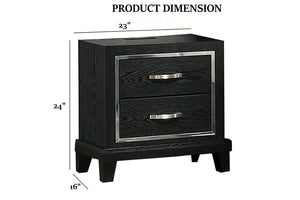 English Elm Contemporary Matte Black Nightstand with Chrome Accents Tapered Legs and Usb Charging B011P447447