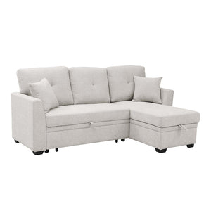 English Elm 76.5" Chenille Tufted Sectional Sleeper Sofa with Reversible Chaise and Hidden Storage B2748S00005