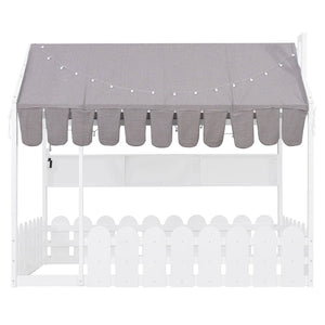 English Elm {slats Are Not Included} Twin Montessori House Floor Bed Kids Tent Lights Shelves Pinewood Frame White N708P407963K