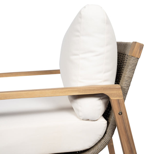 English Elm Outdoor Acacia Wood Rope Club Chair with Cushion for Coastal Patio Comfort N772P415592T