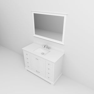 English Elm White Single Bath Vanity 48" W x 22" D with Cultured Marble Top, Chrome Faucet, Scratch-Resist Mirror B2731S01291