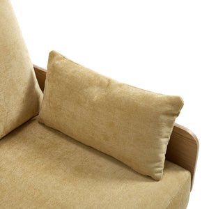 English Elm Foldable sofa bed recliner with three pillows, 3-in-1 convertible sleeper for small spaces, mid-century modern comfort Mustard yellow W395P290559