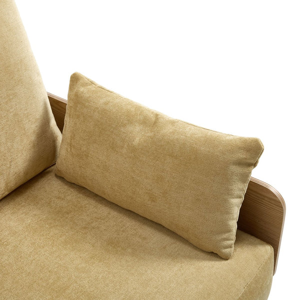 English Elm Foldable sofa bed recliner with three pillows, 3-in-1 convertible sleeper for small spaces, mid-century modern comfort Mustard yellow W395P290559