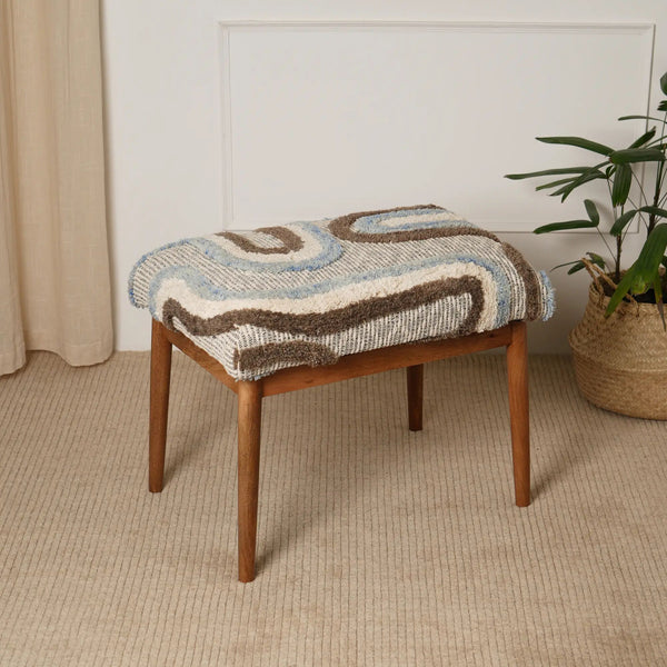 English Elm Stylish Tufted Grey Upholstered Stool Set of 2 with Sturdy Wooden Legs - Plush Accent Seating for Entryway, Vanity, Bedroom (25x18x18.5) B346P320755