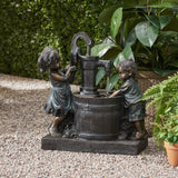 Christopher Knight Home® - Noble House - Schramling Outdoor Children At Water Pump Fountain, Dark Brown