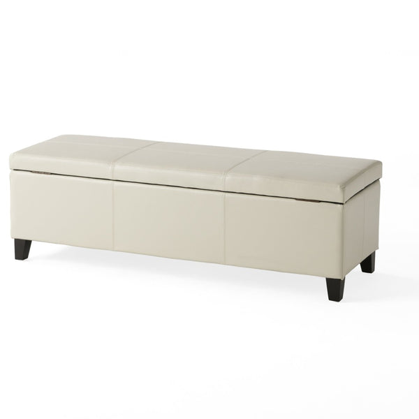English Elm Upholstered Storage Ottoman with Solid Wood Legs Wide Hinged Bench for Living Rooms N757P414088I