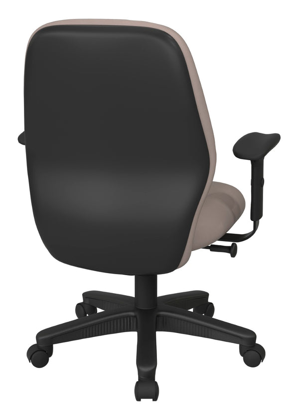 OSP Home Furnishings Mid Back Executive Office Chair Synchro Tilt Lumbar Support Ergonomic Padded Arms Stratus 3121-R103