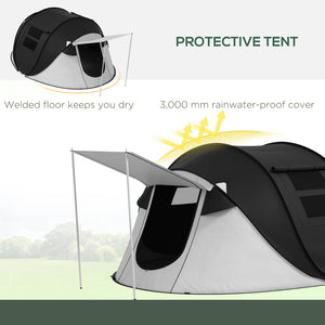 English Elm Outsunny Instant Pop up Camping Tent with Porch Vestibule Waterproof 3 Person Dome Black W2225P200772