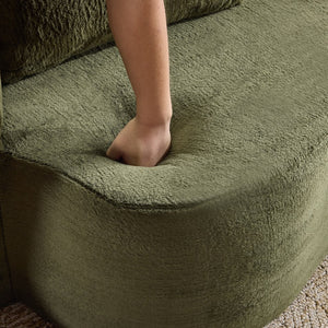 English Elm 71-inch plush folding sofa bed with high-density foam, faux fur futon convertible for guests and yoga Green W1829P362308