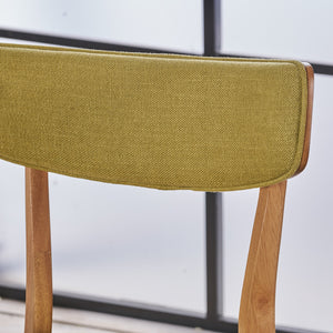 English Elm Christopher Knight Home® - Mid Century Fabric Dining Chairs with Natural Oak Finish Cushioned Back Solid Rubberwood Legs Durable Upholstery Green 61760.00GTE