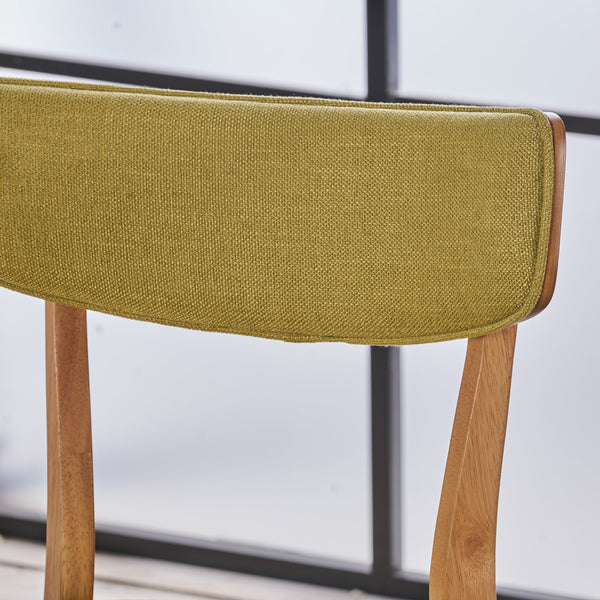 English Elm Christopher Knight Home® - Mid Century Fabric Dining Chairs with Natural Oak Finish Cushioned Back Solid Rubberwood Legs Durable Upholstery Green 61760.00GTE
