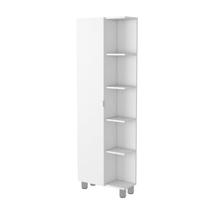 English Elm Los Angeles Linen Cabinet with Five Shelves & Door Cabinet, White Bathroom Storage, Mobile Elegance B128P148737