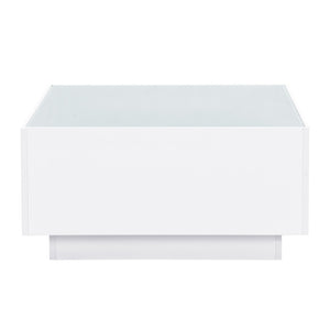 English Elm On-Trend Square High Gloss Coffee Table With 16-Color Led Lights, Modern Glass Top For Living Room N721P191980K-GIGA